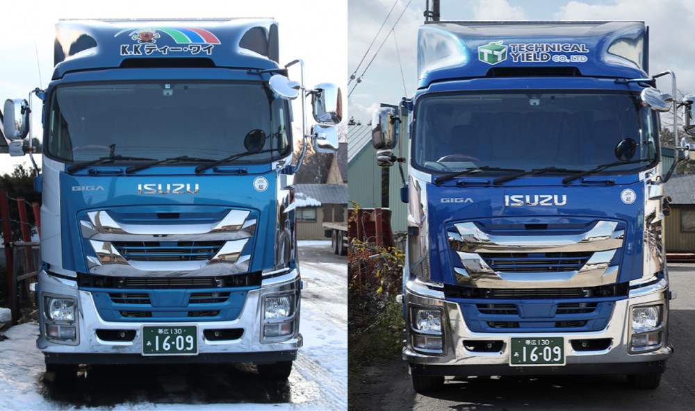 バスに続いて…走れ！「TYデザインダンプ！」（ラッピング車両